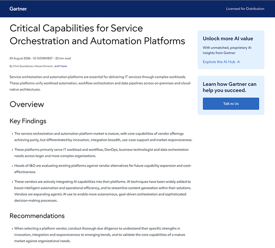 Critical Capabilities official report screenshot