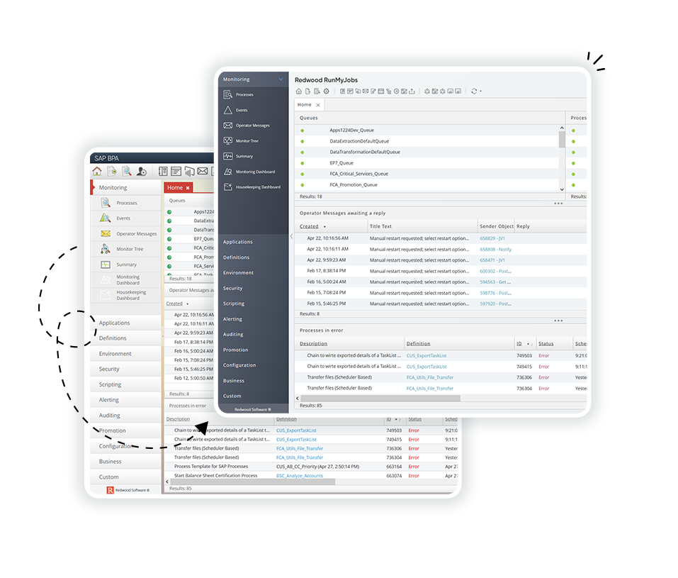 SAP BPA and RunMyJobs comparison screens